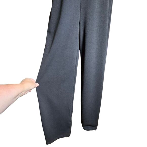 Lulus Aniyah Made in USA Black Side Zip Wide-Leg Halter Top Jumpsuit Size M - Picture 6 of 12